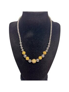 GM Stainless Steel And Yellow Rhinestone Necklace (6324)